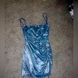 sparkly blue mini dress